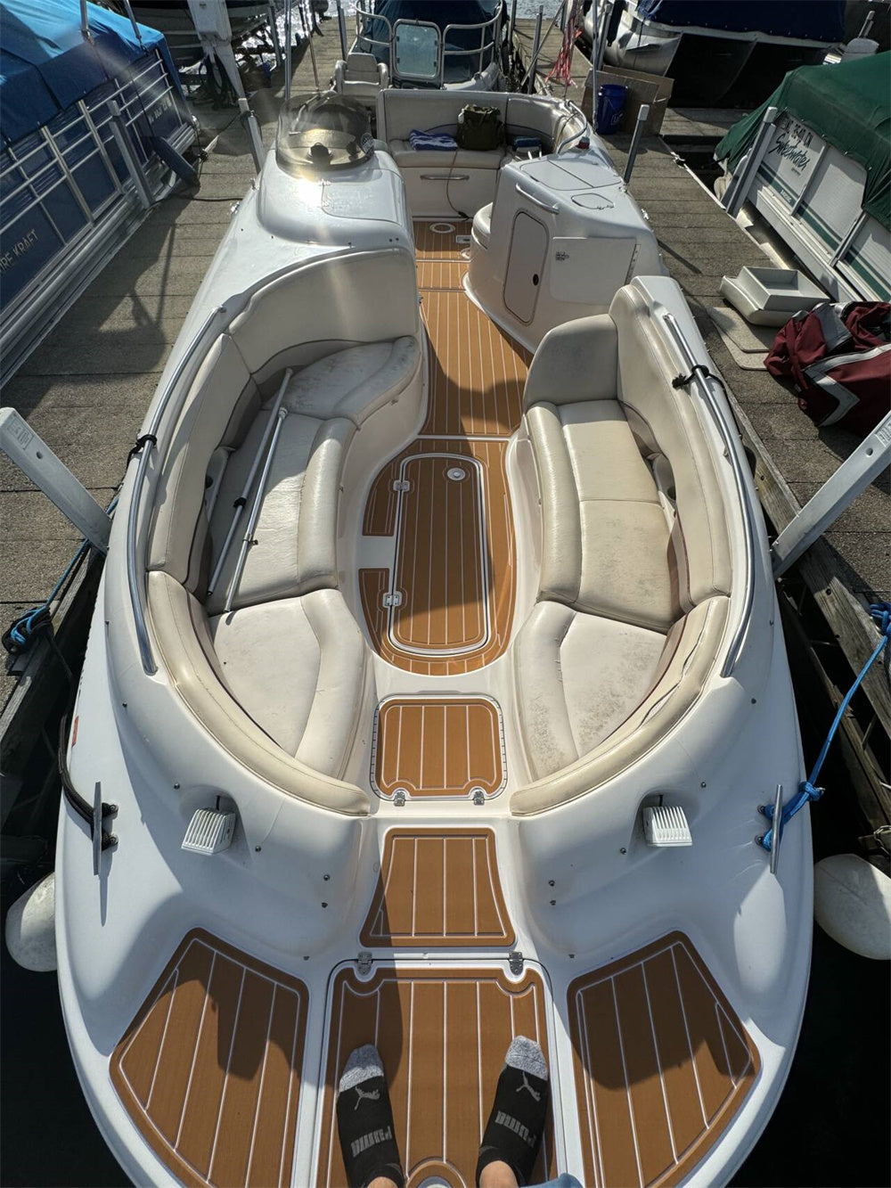 2000 Chaparral 252 Sunesta Swim Platform Cockpit Boat EVA Foam Teak Floor Pad Seadek MarineMat Gatorstep Style Self Adhesive