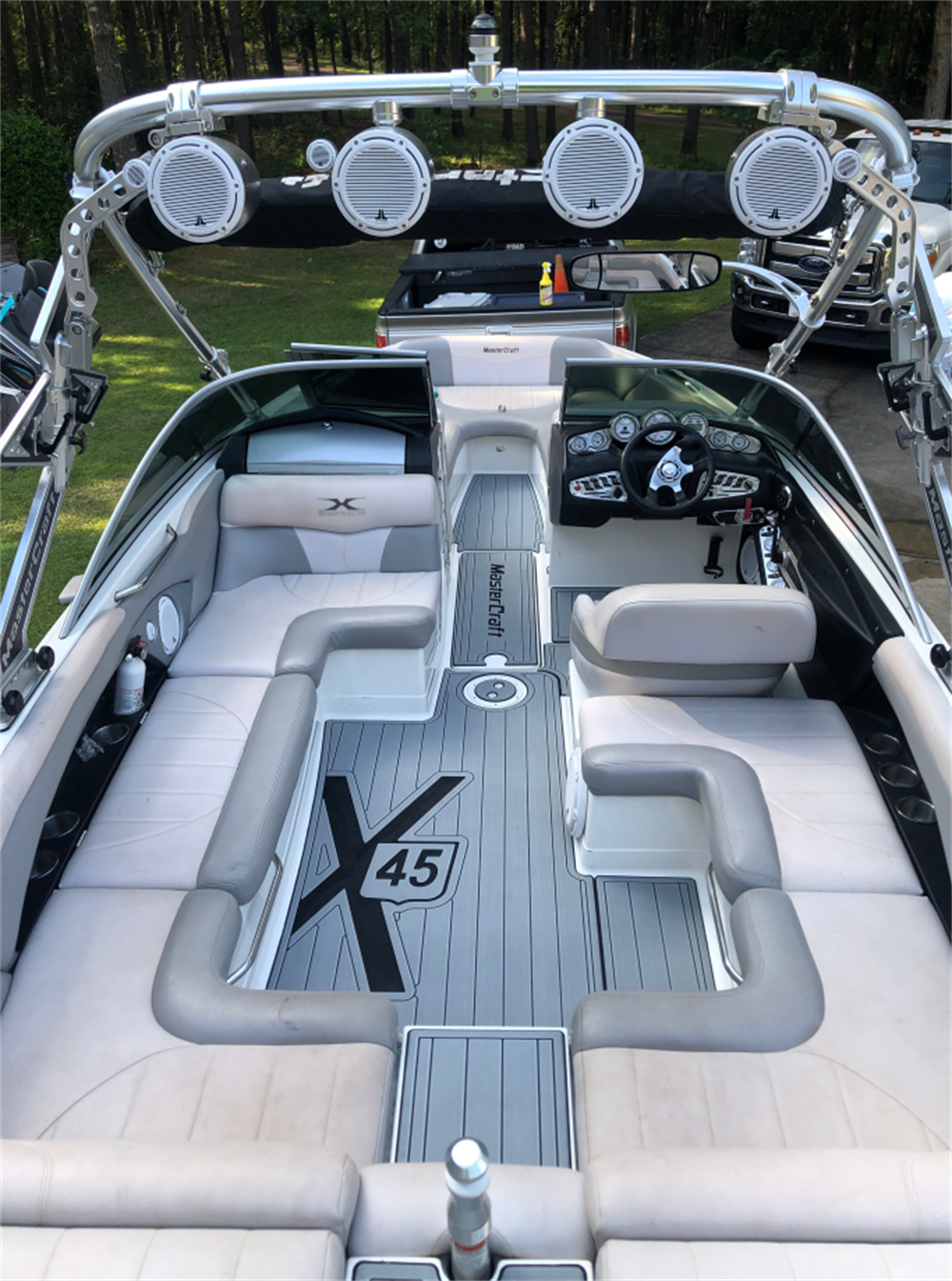 Nakhoda FX150DC Bass Pad Boat EVA Foam Faux Teak Deck Floor Mat SeaDek MarineMat Gatorstep Style Self Adhesive