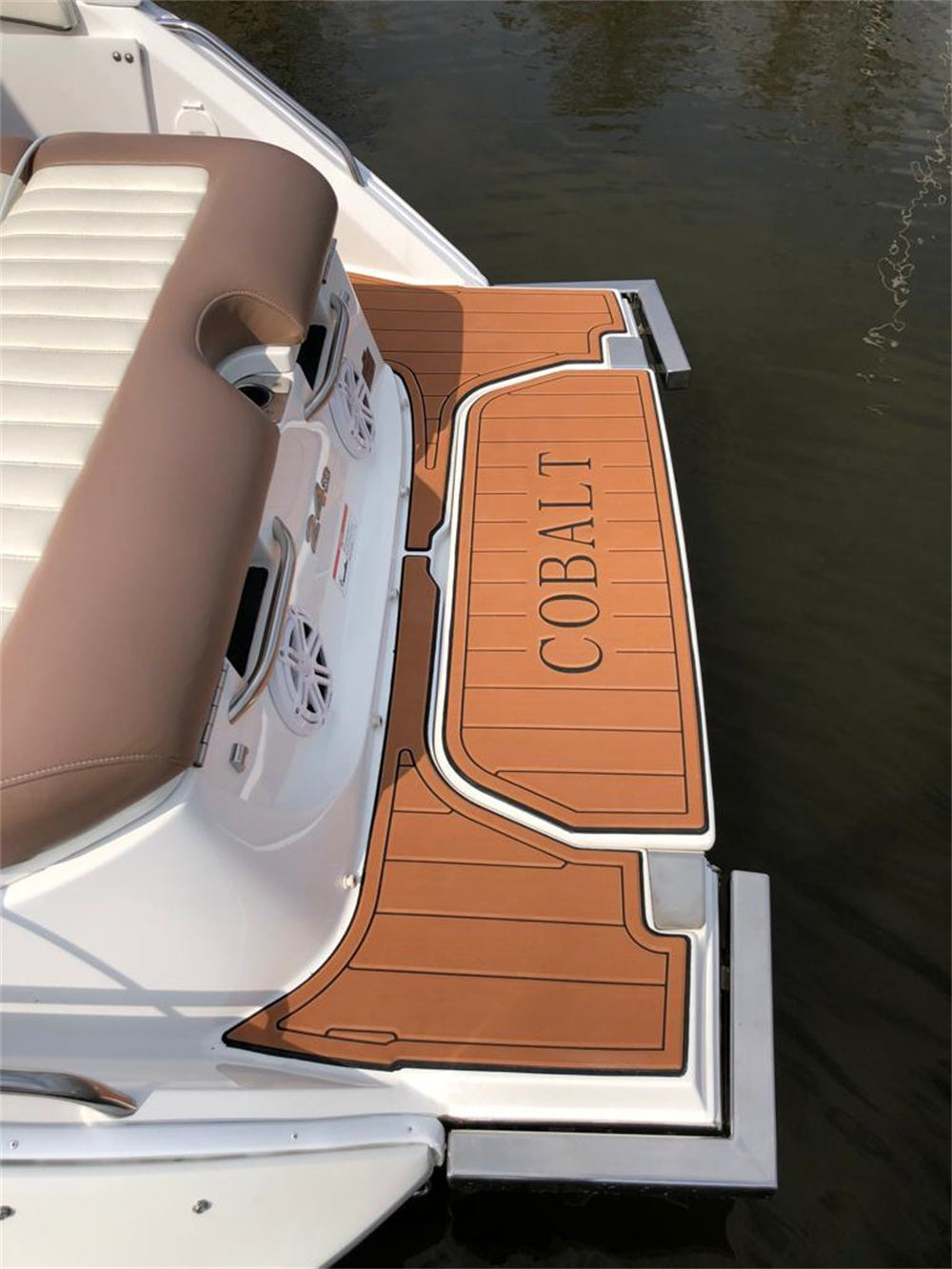 2017 Cobalt 24 SD Swim Step Transom Pad Boat EVA Foam Faux Teak Deck Floor Mat SeaDek MarineMat Gatorstep Style Self Adhesive