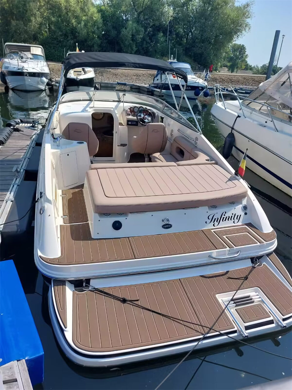 2004 Rinker 232 Swim Platform Cockpit Pad Boat EVA Foam Faux Teak Deck Floor Mat SeaDek MarineMat Gatorstep Style Self Adhesive