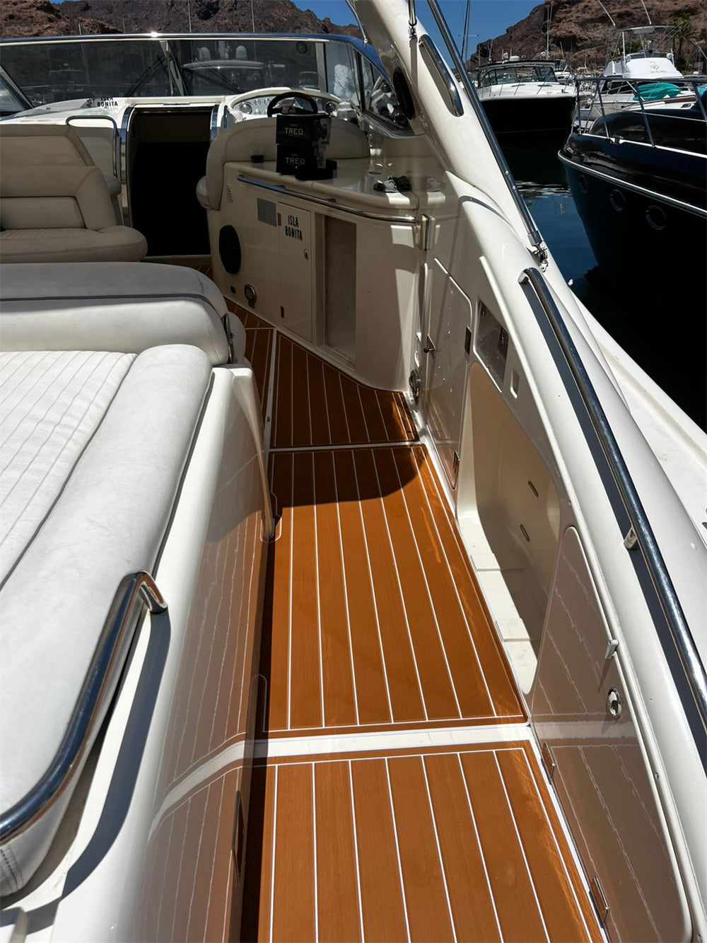 1996 Sunseeker Camargue 51 Cockpit Boat EVA Foam Faux Teak Deck Floor Mat Seadek MarineMat Gatorstep Style Self Adhesive