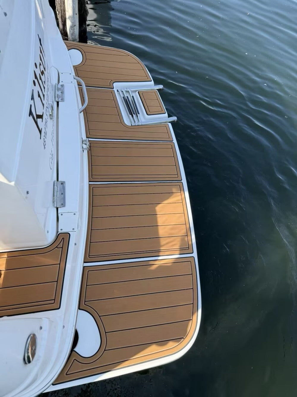 2002 Rinker 250 Fiesta Vee Swim Platform Cockpit Pad Boat EVA Foam Faux Teak Deck Floor Mat SeaDek MarineMat Gatorstep Style Self Adhesive