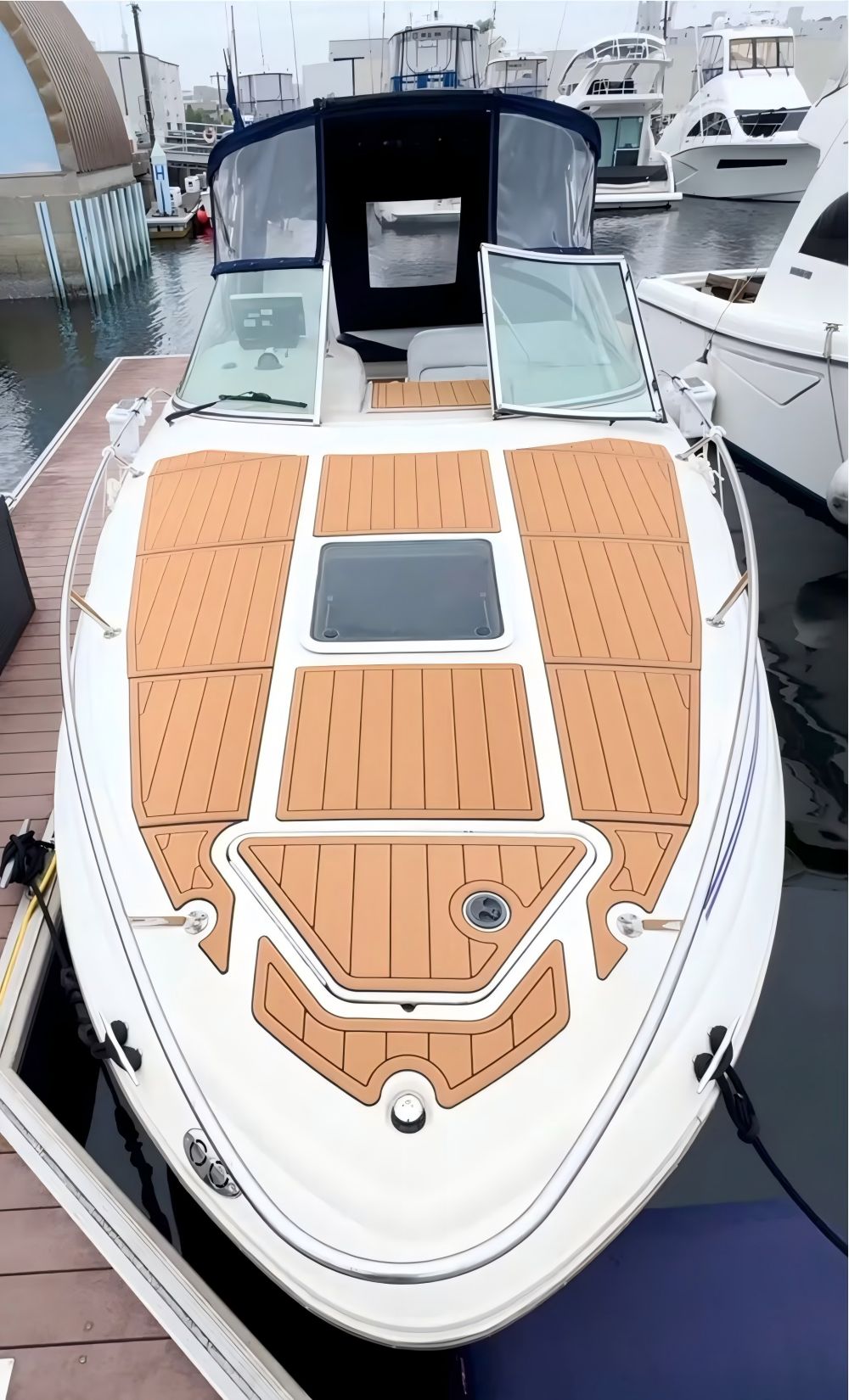 2001 Sea Ray 240 Sundancer Bow Fordeck Floor Pad Boat EVA Faux Teak Flooring Mat SeaDek MarineMat Gatorstep Style Self Adhesive