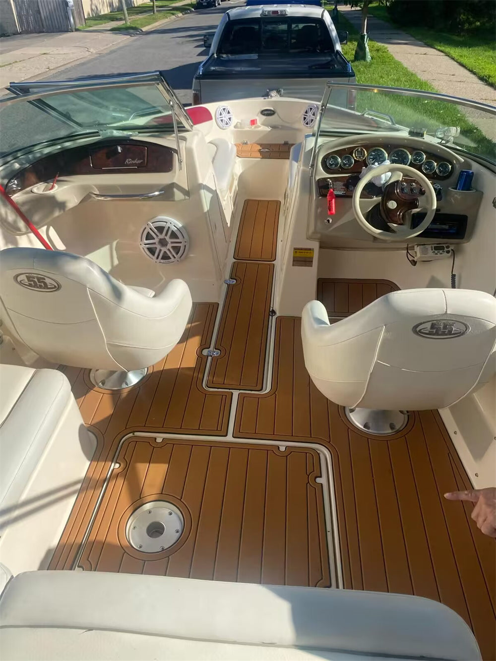 2004 Rinker Captiva 212 Cockpit Boat EVA Faux Foam Teak Deck Floor Pad Flooring SeaDek MarineMat Style Self Adhesive