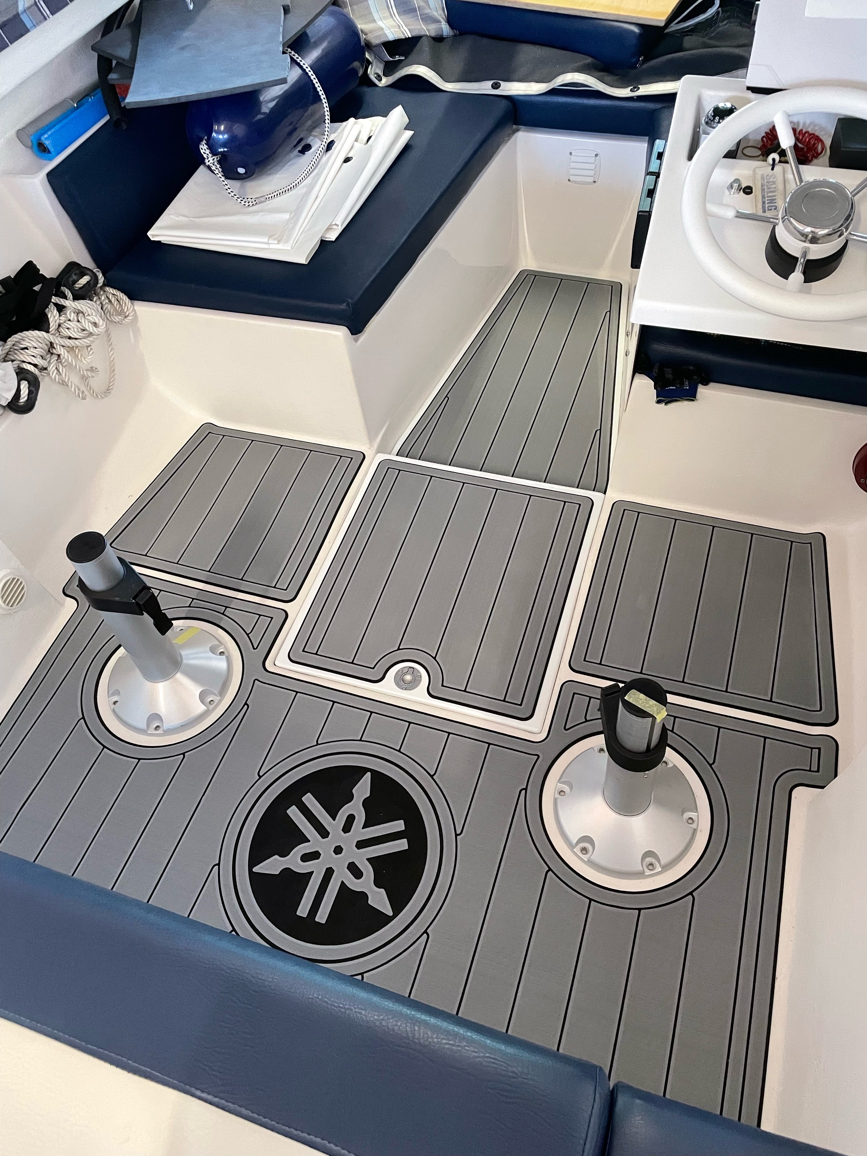 2012 Farello 510 ST Classic Cockpit Mat Boat EVA Foam Faux Teak Deck Floor Pad