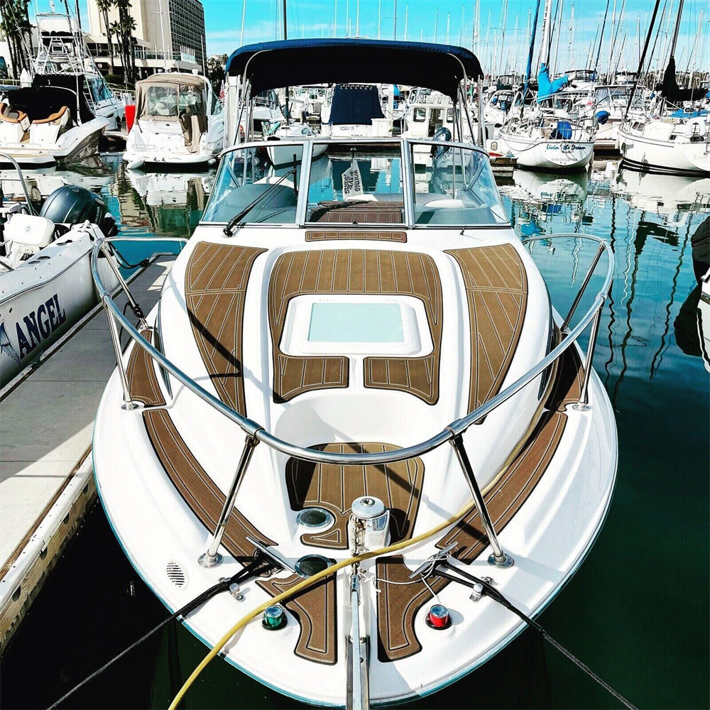 2003 Bayliner 245 SB Foredeck Bow Pad Boat EVA Foam Faux Teak Deck Floor Mat SeaDek MarineMat Style Self Adhesive