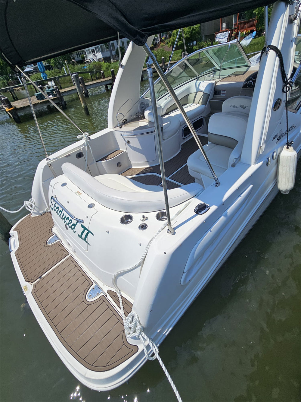 2007 Sea Ray 260 Sundancer Swim Platform Cockpit Bow Pad Boat EVA Foam Faux Teak Deck Floor Mat SeaDek MarineMat Gatorstep Style Self Adhesive