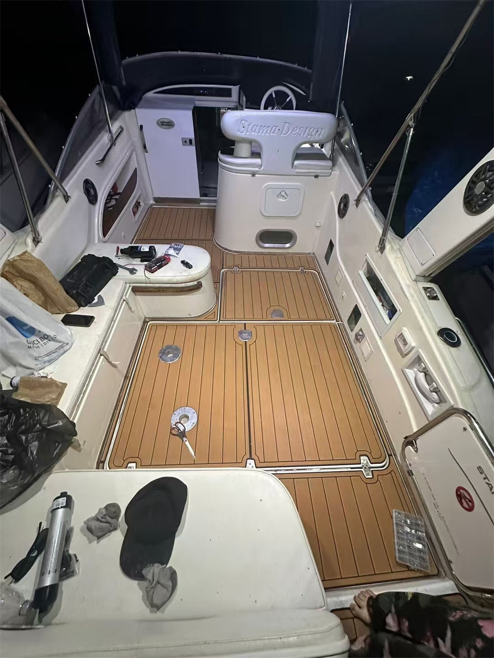 1998 Stama 25 Day Cruiser Pad Boat EVA Foam Faux Teak Deck Floor Mat SeaDek MarineMat Gatorstep Style Self Adhesive
