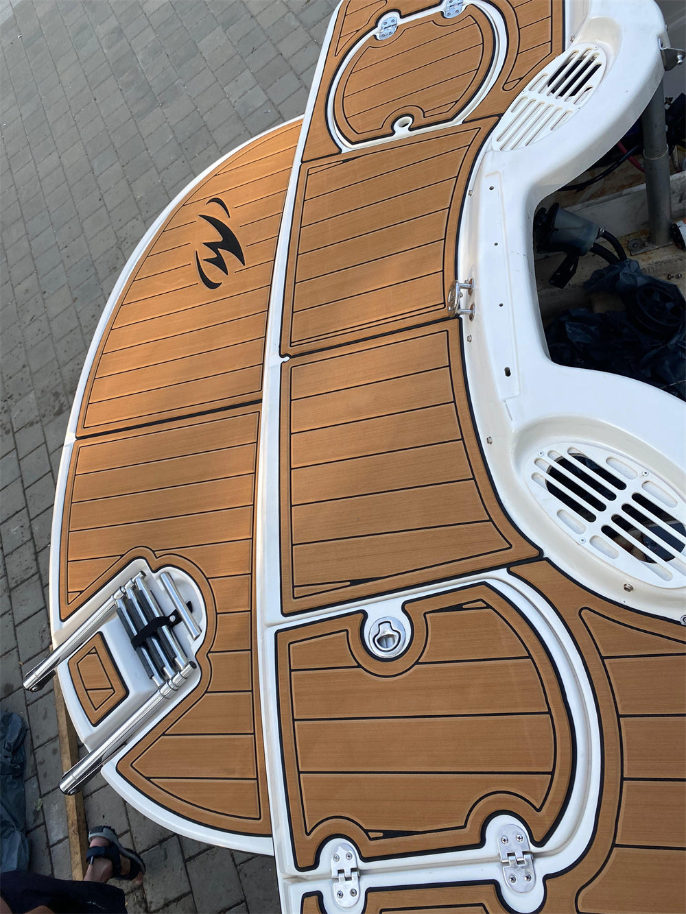 2008 Monterey 194 FS Swim Platform Cockpit Pad Boat EVA Foam Faux Teak Deck Floor Mat SeaDek MarineMat Gatorstep Style Adhesive