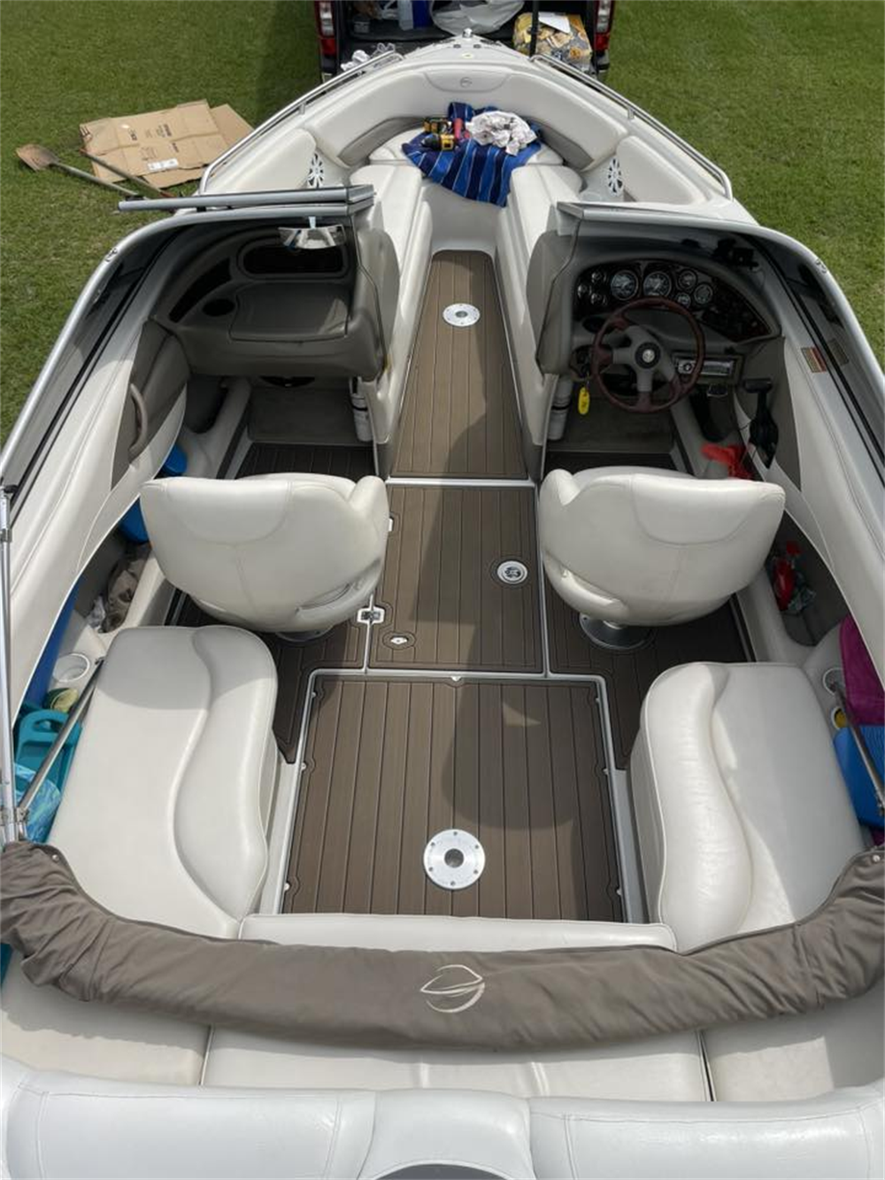 2002 Crownline 225 Swim Platform Cockpit Boat EVA Foam Teak Deck Floor Pad Mat SeaDek Gatorstep Style Self Adhesive