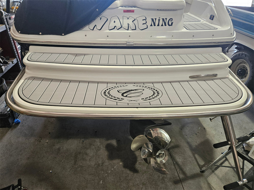2007 Cobalt 212 Swim Step Transom Bow Pad Boat EVA Foam Faux Teak Deck Floor Mat SeaDek MarineMat Gatorstep Style Self Adhesive