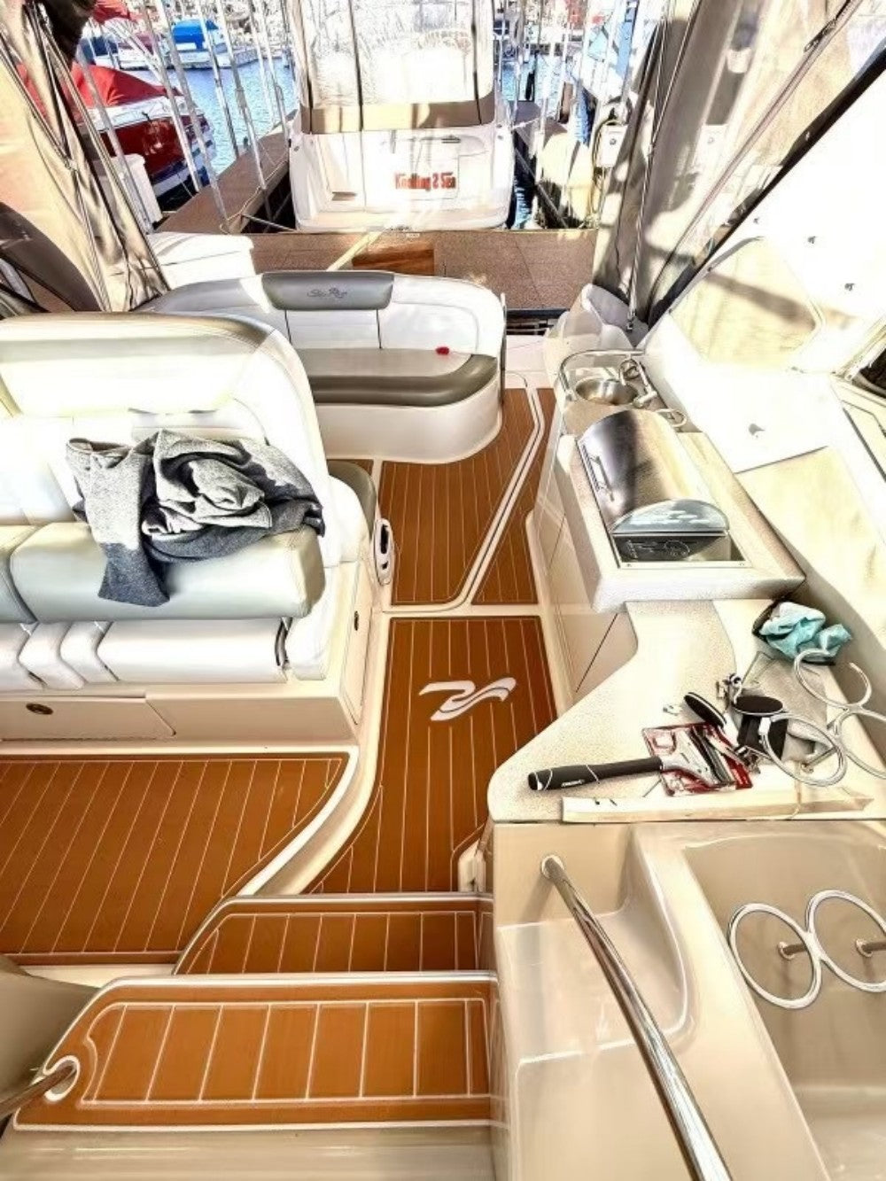 2007-2009 Sea Ray Sundancer 310 Swim Platform Cockpit Pad Boat EVA Teak Floor SeaDek MarineMat Gatorstep Style Self Adhesive