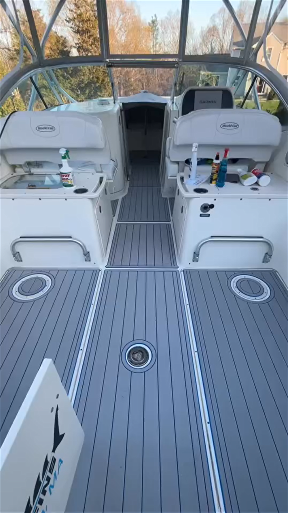 2008 World Cat 290 DC Cockpit Mat Boat EVA Teak Deck Floor Pad SeaDek MarineMat Style Self Adhesive SeaDek MarineMat Gatorstep Style Self Adhesive