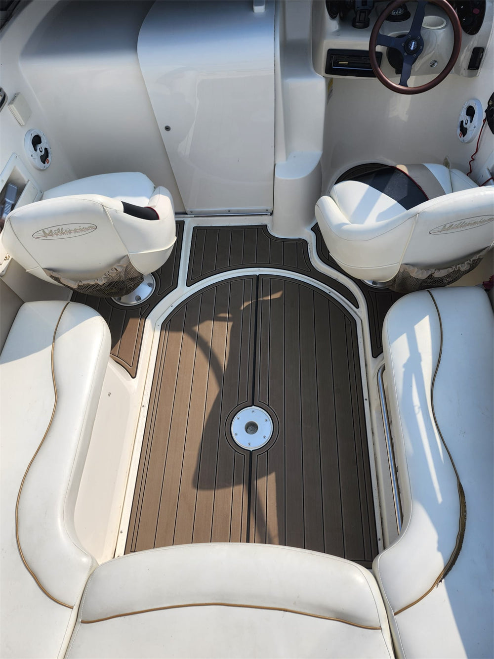 2000 Rinker Captiva 232 Cuddy Swim Platform Cockpit Pad Boat EVA Foam Faux Teak Deck Floor Mat SeaDek MarineMat Gatorstep Style Self Adhesive