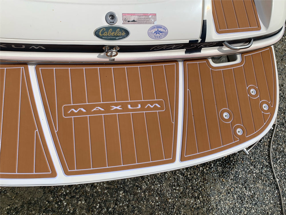 2008 Maxum 1900 SR3 Swim Platform Cockpit Boat EVA Faux Teak Floor Mat Seadek MarineMat Gatorstep Style Self Adhesive