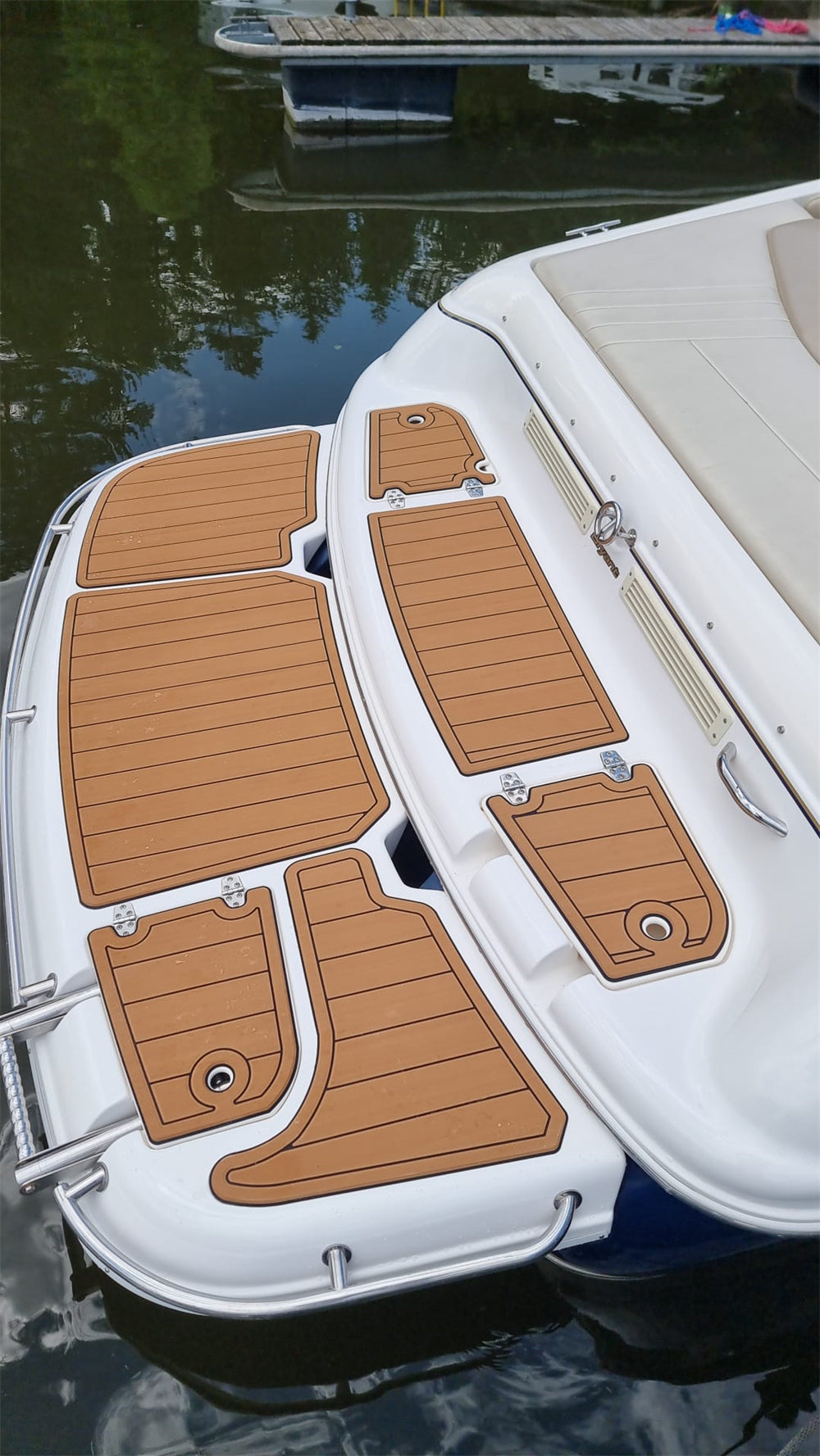 2003 Bryant 214 Swim Platform Pad Boat EVA Foam Faux Teak Flooring Mat SeaDek Marine Mat Gatorstep Style Self Adhesive
