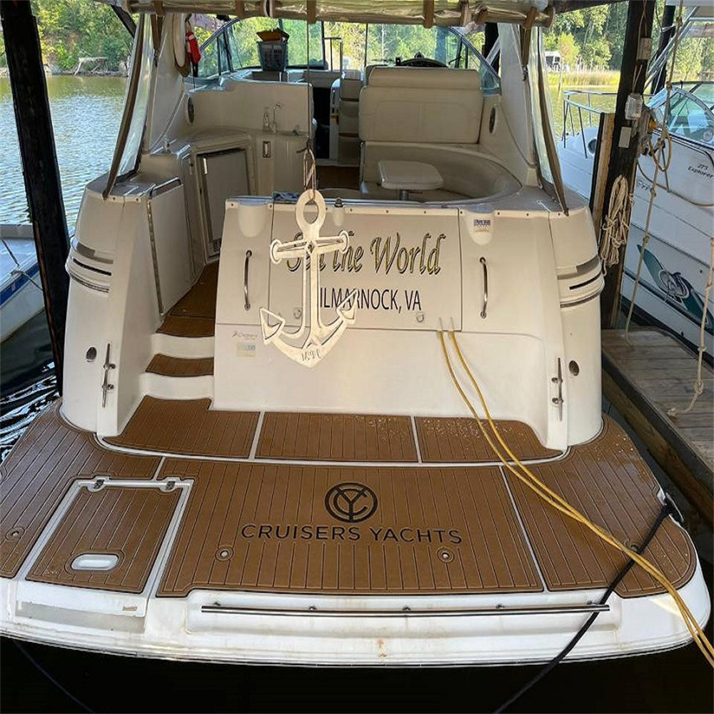 2008 Cruiser Yachts 390 Sport Coupe Swim Platform Pad Boat EVA Foam Faux Teak Deck Floor Mat SeaDek MarineMat Gatorstep Style Self Adhesive
