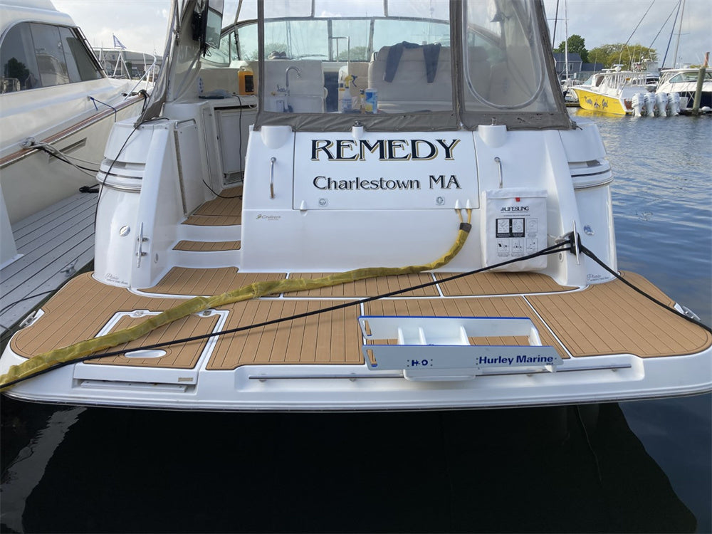 2002 Cruiser Yachts 4270 Swim Platform Cockpit Pad Boat EVA Foam Teak Floor Mat SeaDek MarineMat Gatorstep Style Self Adhesive