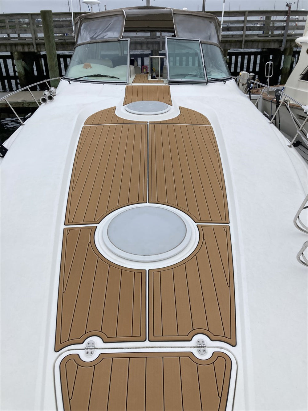2008 Cruiser Yachts 390 Sport Coupe Swim Platform Pad Boat EVA Foam Faux Teak Deck Floor Mat SeaDek MarineMat Gatorstep Style Self Adhesive