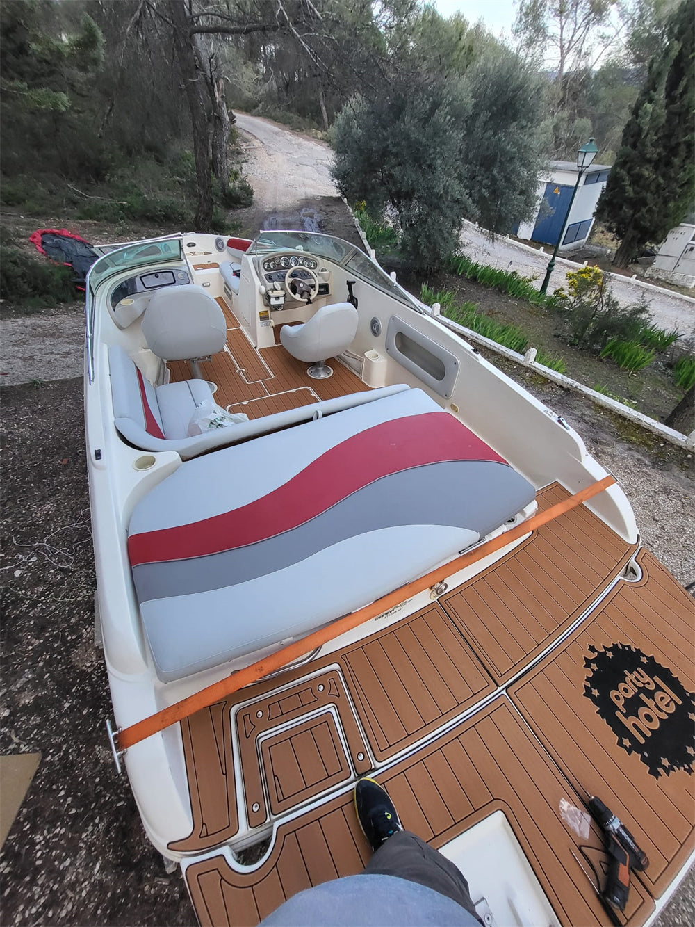 2003 Rinker Captiva 212 Swim Step Cockpit Boat EVA Faux Foam Teak Deck Floor Pad SeaDek MarineMat Gatorstep Style Self Adhesive