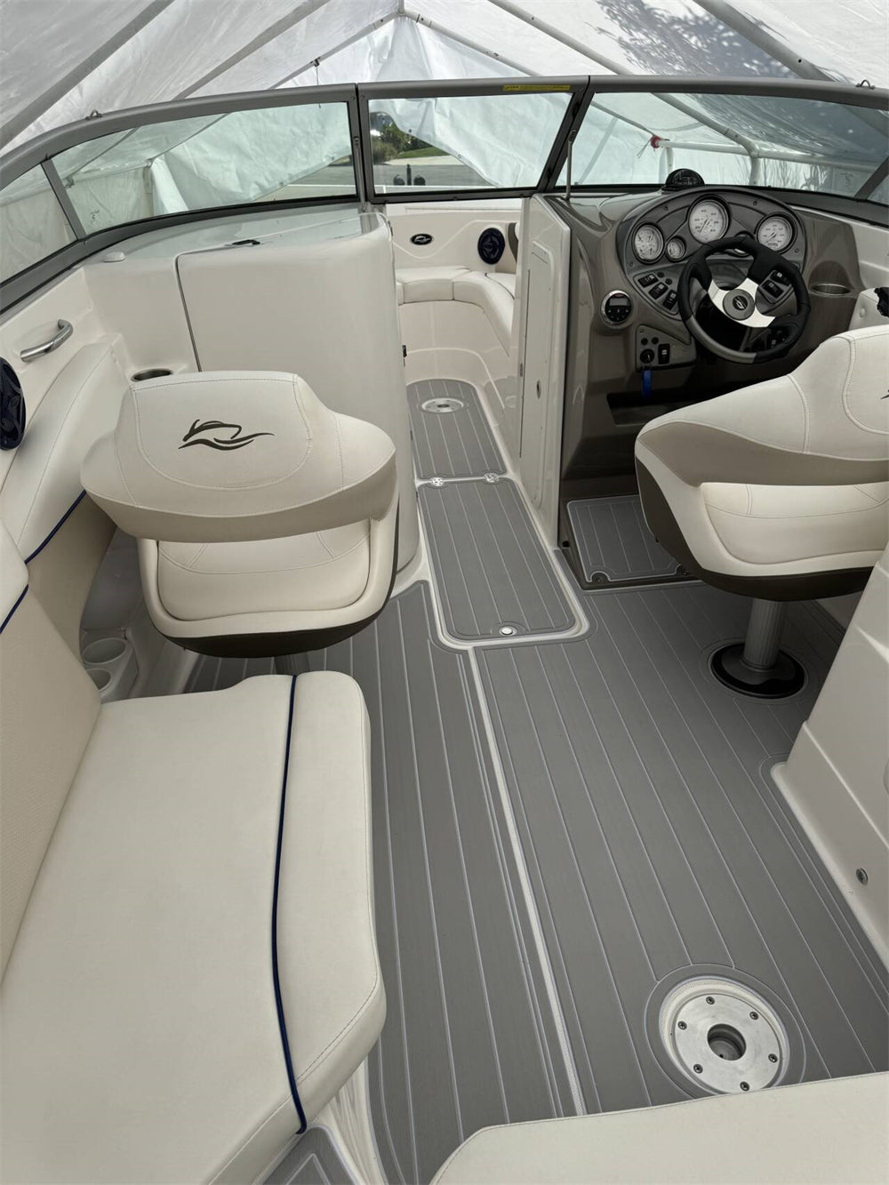 2008 Rinker Captiva 246 Cockpit Bow Pad Boat EVA Foam Faux Teak Deck Floor Mat SeaDek MarineMat Gatorstep Style Self Adhesive