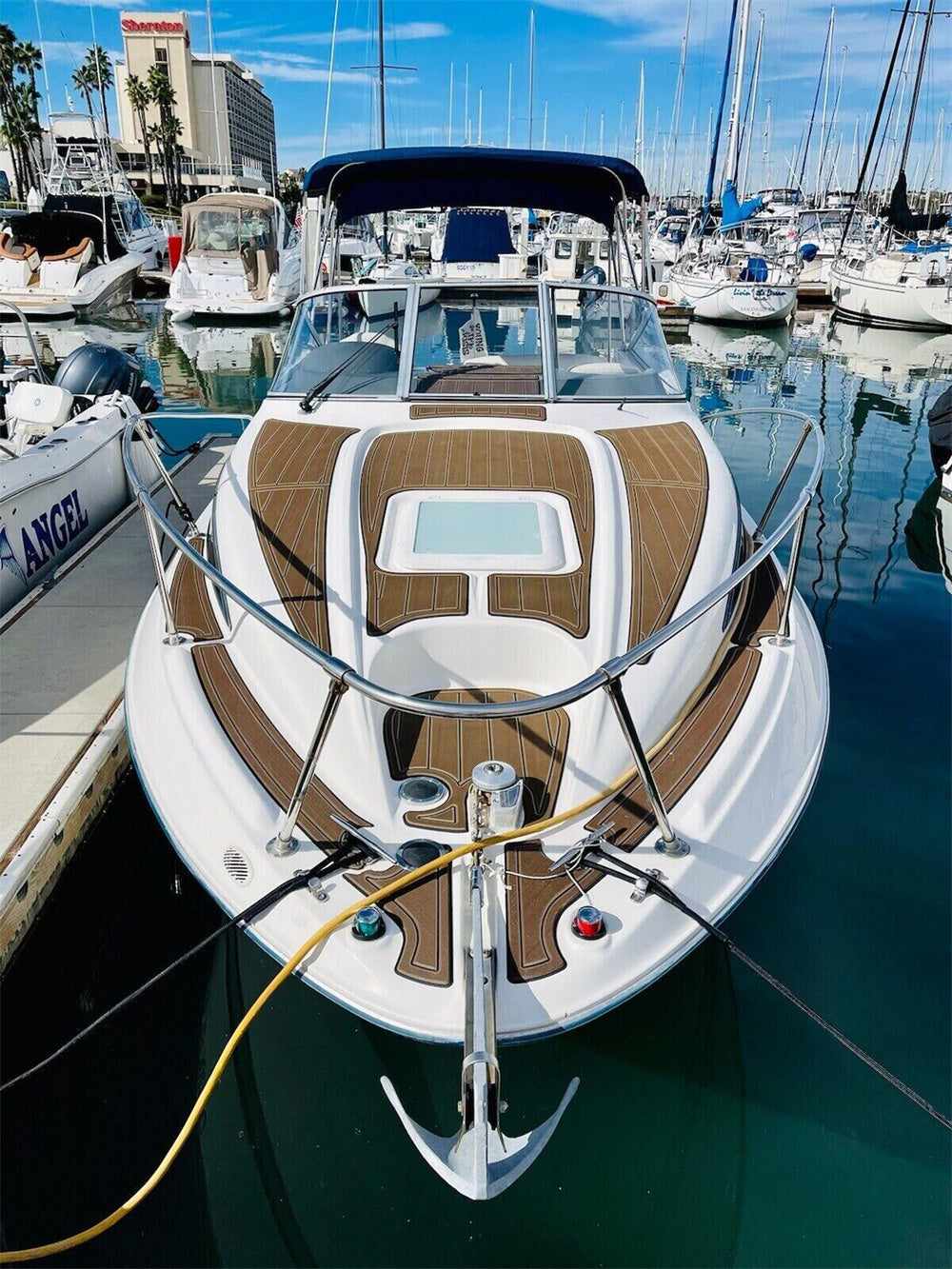 2003 Bayliner 245 SB Foredeck Bow Pad Boat EVA Foam Faux Teak Deck Floor Mat SeaDek MarineMat Style Self Adhesive