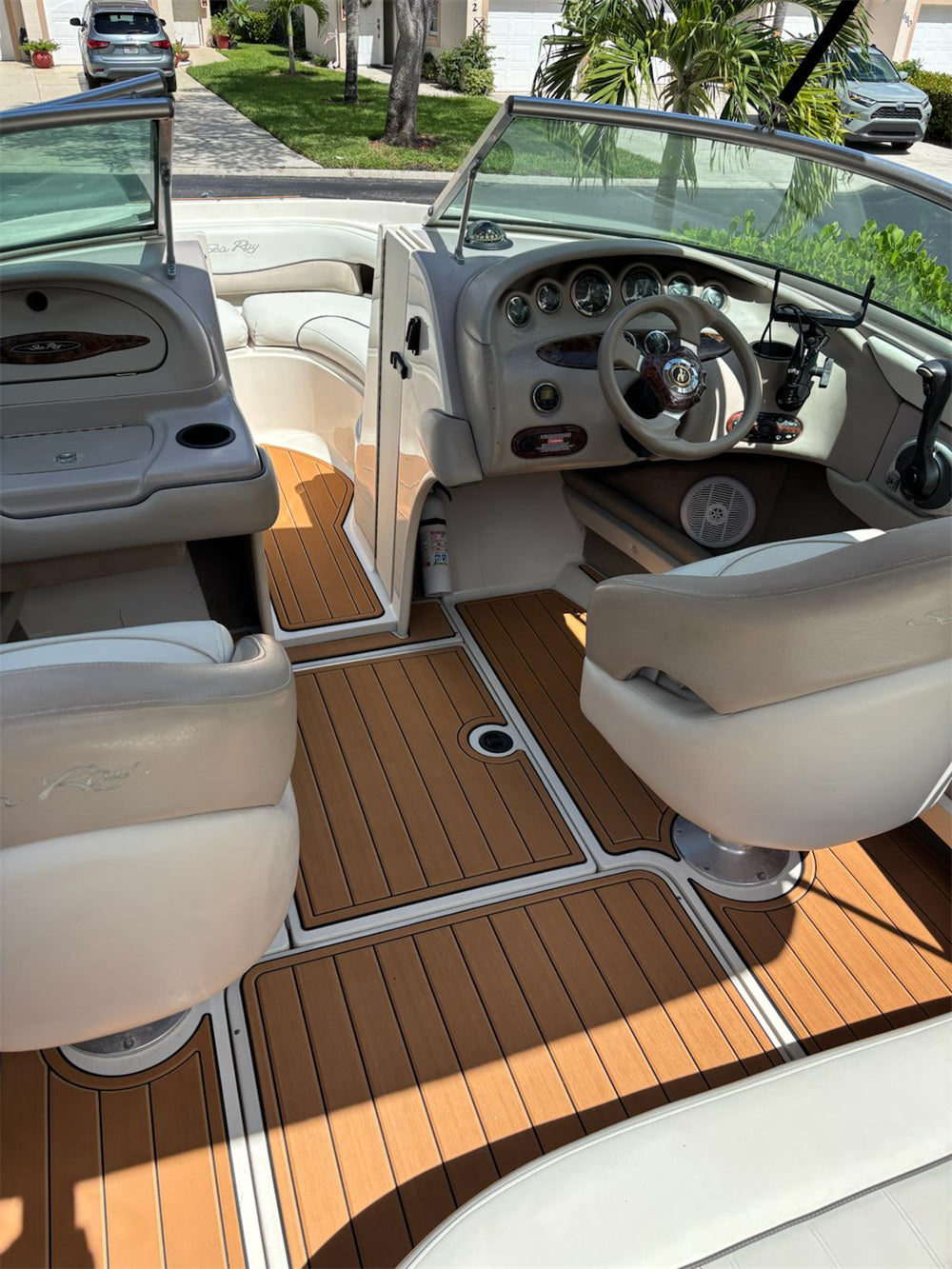 2003-2006 Sea Ray 200 Bowrider Swim Platform Cockpit Pad Boat EVA Foam Faux Teak Deck Floor Mat SeaDek MarineMat Gatorstep Style