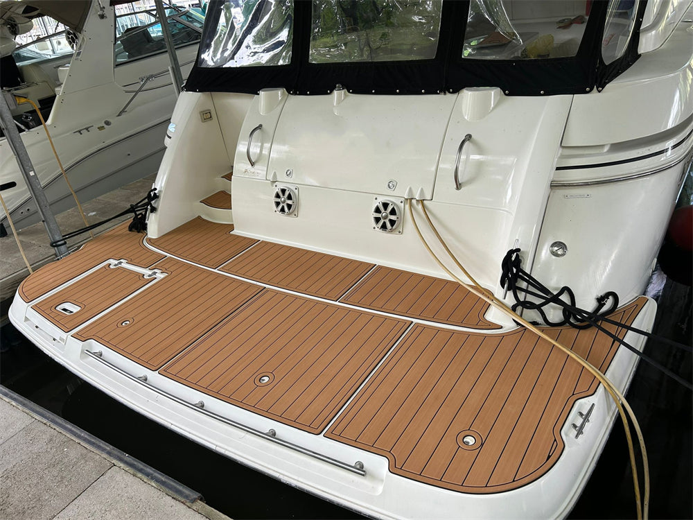 1998-2002 Cruisers Yachts 3870 Swim Platform Cockpit Pad Boat EVA Teak Floor Mat SeaDek MarineMat Gatorstep Style Self Adhesive