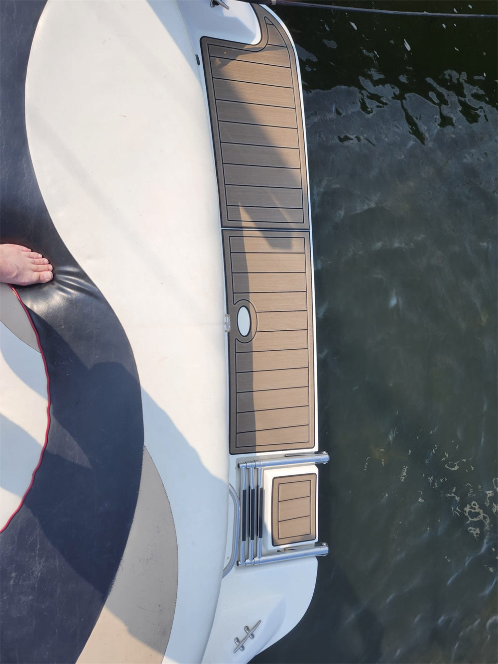 2000 Rinker Captiva 232 Cuddy Swim Platform Cockpit Pad Boat EVA Foam Faux Teak Deck Floor Mat SeaDek MarineMat Gatorstep Style Self Adhesive