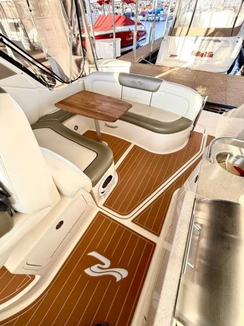 2007-2009 Sea Ray Sundancer 310 Swim Platform Cockpit Pad Boat EVA Teak Floor SeaDek MarineMat Gatorstep Style Self Adhesive