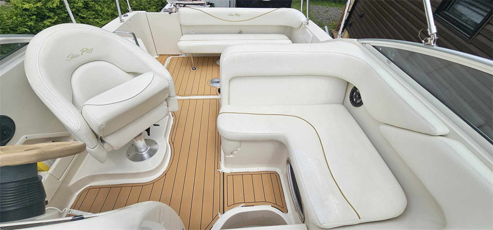 2001 Sea Ray 240 Sundancer Swim Platform Cockpit Pad Boat EVA Teak Floor Mat Seadek MarineMat Gatorstep Style Self Adhesive