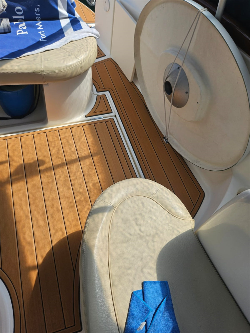 2004 Jeanneau Leader 805 Swim Platform Step Cockpit Boat Pad EVA Foam Faux Teak Deck Floor Mat Seadek MarineMat Gatorstep Style Self Adhesive