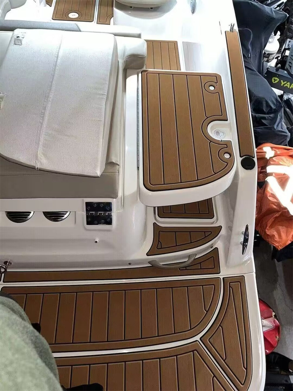 2019 Bayliner VR5 Swim Platform Cockpit Floor Boat EVA Foam Faux Teak Deck Flooring Pad Mat SeaDek MarineMat Style Self Adhesive