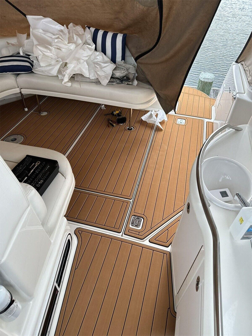 1999-2004 Sea Ray Sundancer 380 Swim Platform Cockpit Pad Boat EVA Teak Floor SeaDek MarineMat Gatorstep Style Self Adhesive