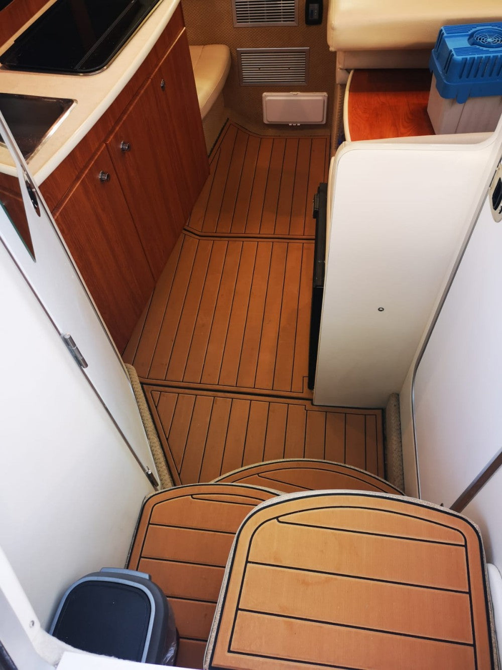 2003 Bayliner 2855 Step Cabin Floor Pad Boat EVA Faux Teak Deck Floor Mat SeaDek MarineMat Gatorstep Style Self Adhesive