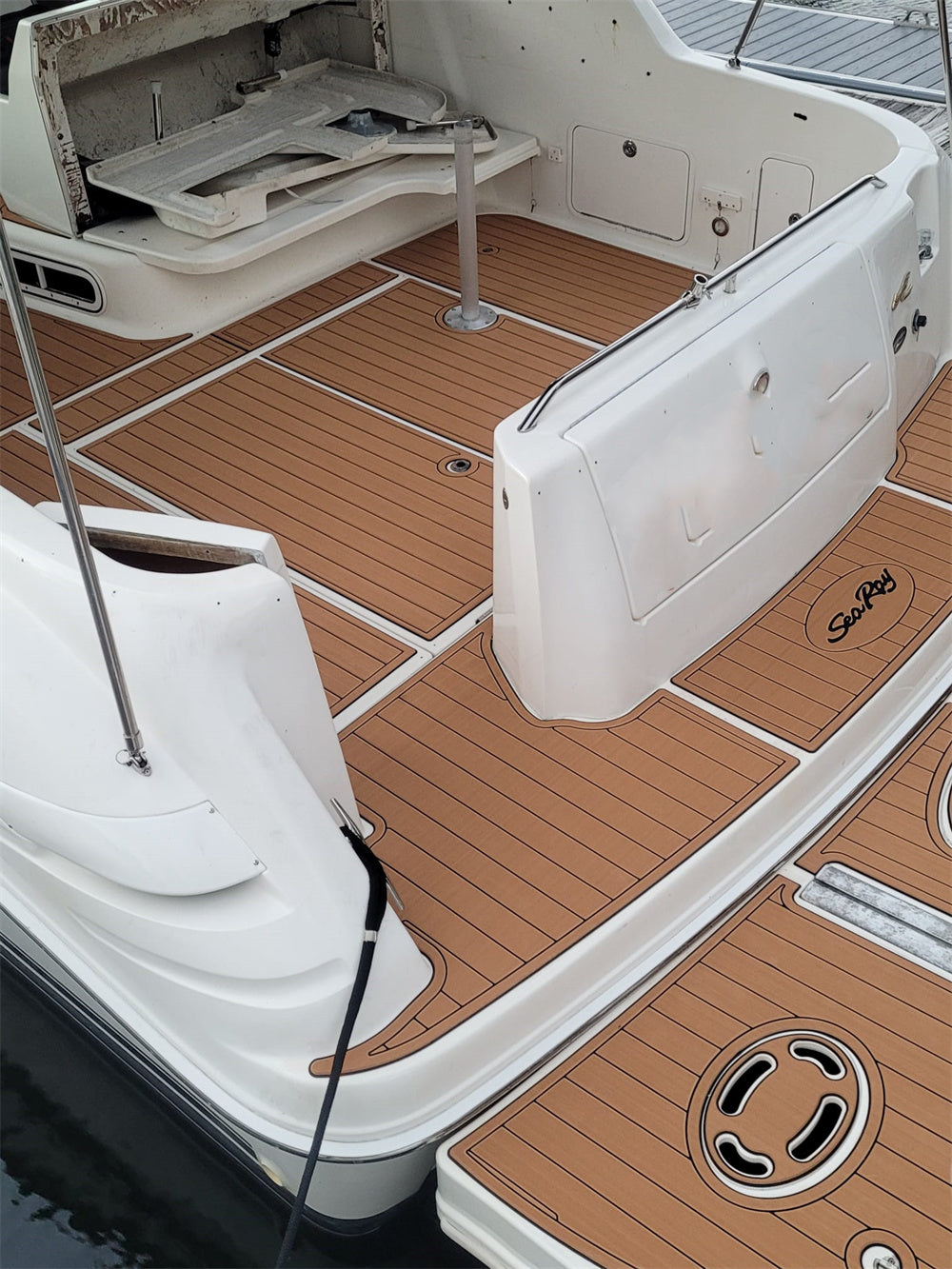 1998 Sea Ray Sundancer 370 Swim Platform Cockpit Pad Boat EVA Teak Flooring Mat
