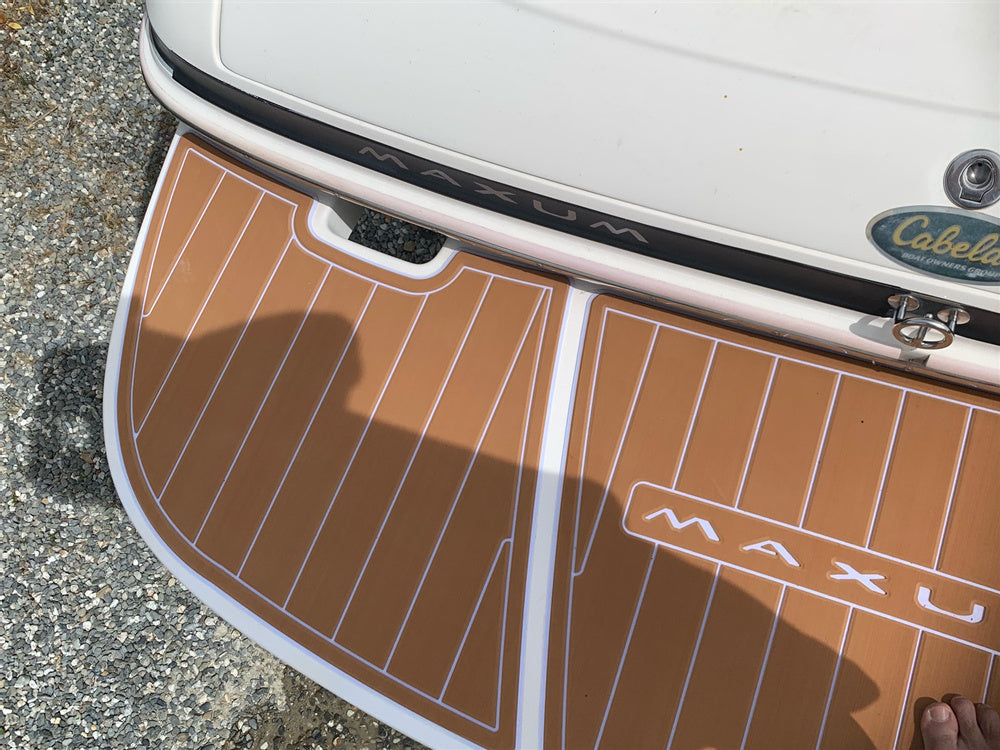 2008 Maxum 1900 SR3 Swim Platform Cockpit Boat EVA Faux Teak Floor Mat Seadek MarineMat Gatorstep Style Self Adhesive