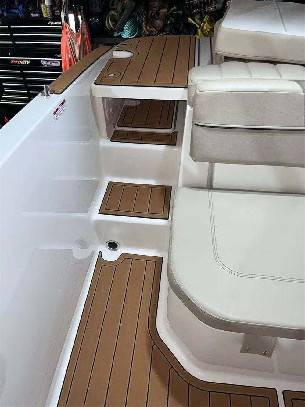 2019 Bayliner VR5 Swim Platform Cockpit Floor Boat EVA Foam Faux Teak Deck Flooring Pad Mat SeaDek MarineMat Style Self Adhesive