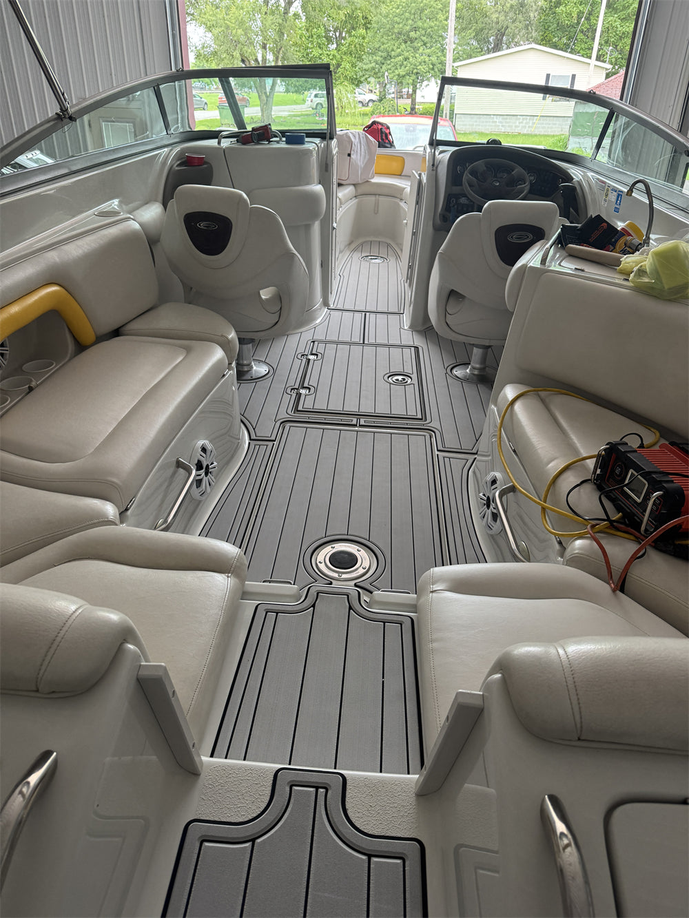 2011 Crownline 270 BR Swim Platform Cockpit Pad Boat EVA Foam Faux Teak Deck Floor Mat Seadek MarineMat Gatorstep Style Self Adhesive