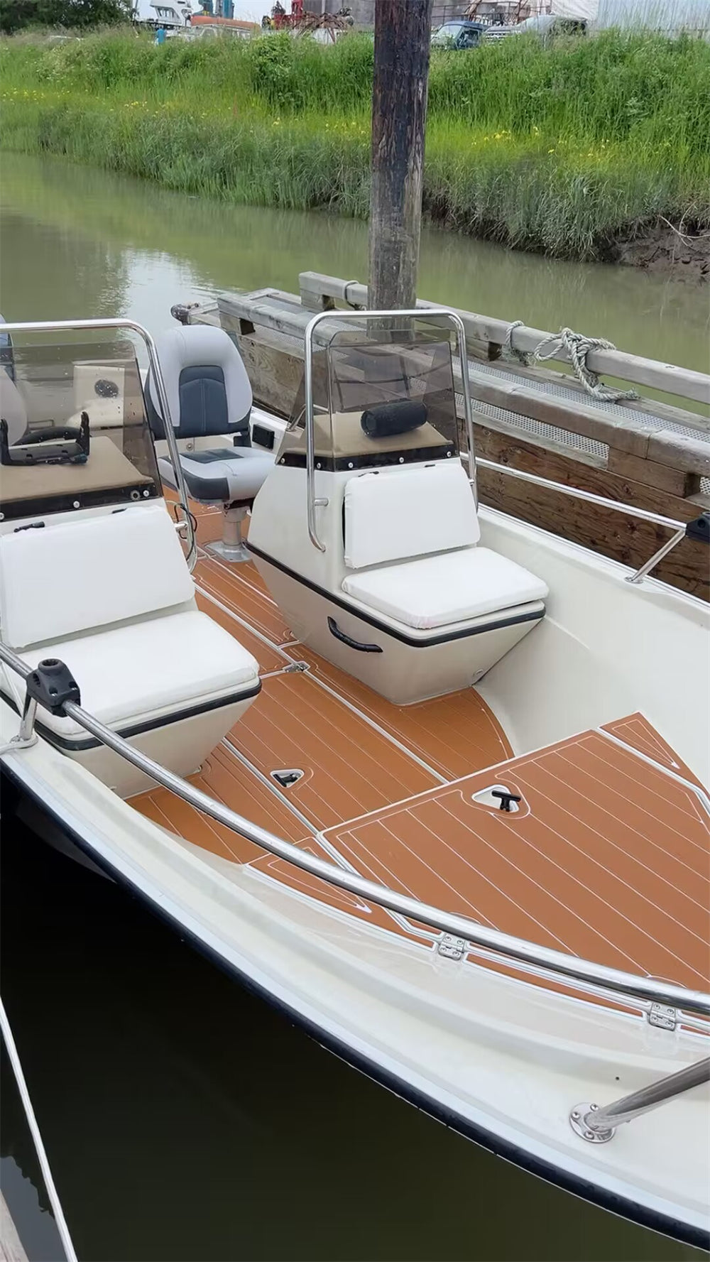 1996 Boston Whaler 16SL Cockpit Mat Boat EVA Foam Teak Flooring Pad SeaDek MarineMat Gatorstep Style Self Adhesive