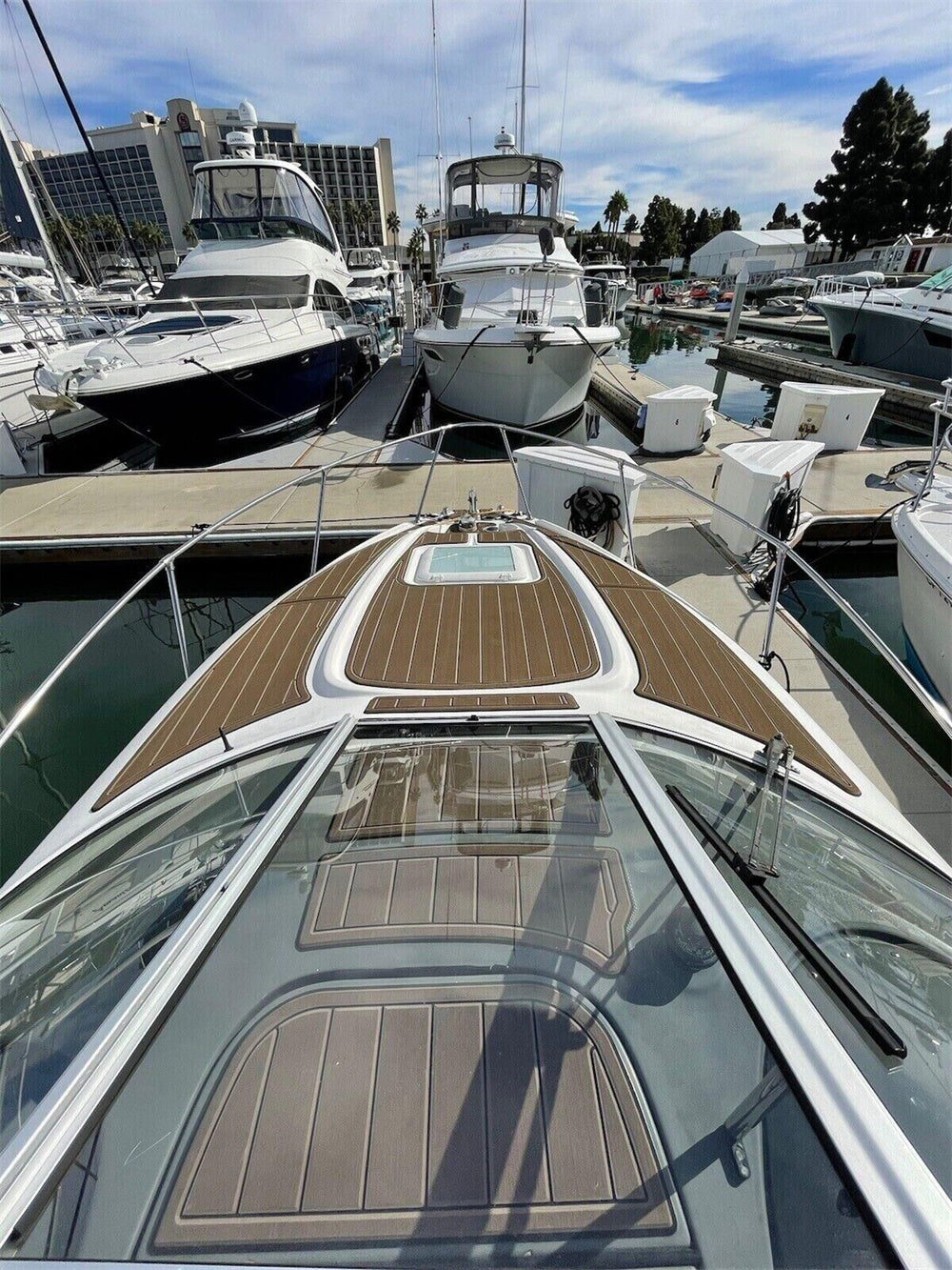 2003 Bayliner 245 SB Foredeck Bow Pad Boat EVA Foam Faux Teak Deck Floor Mat SeaDek MarineMat Style Self Adhesive