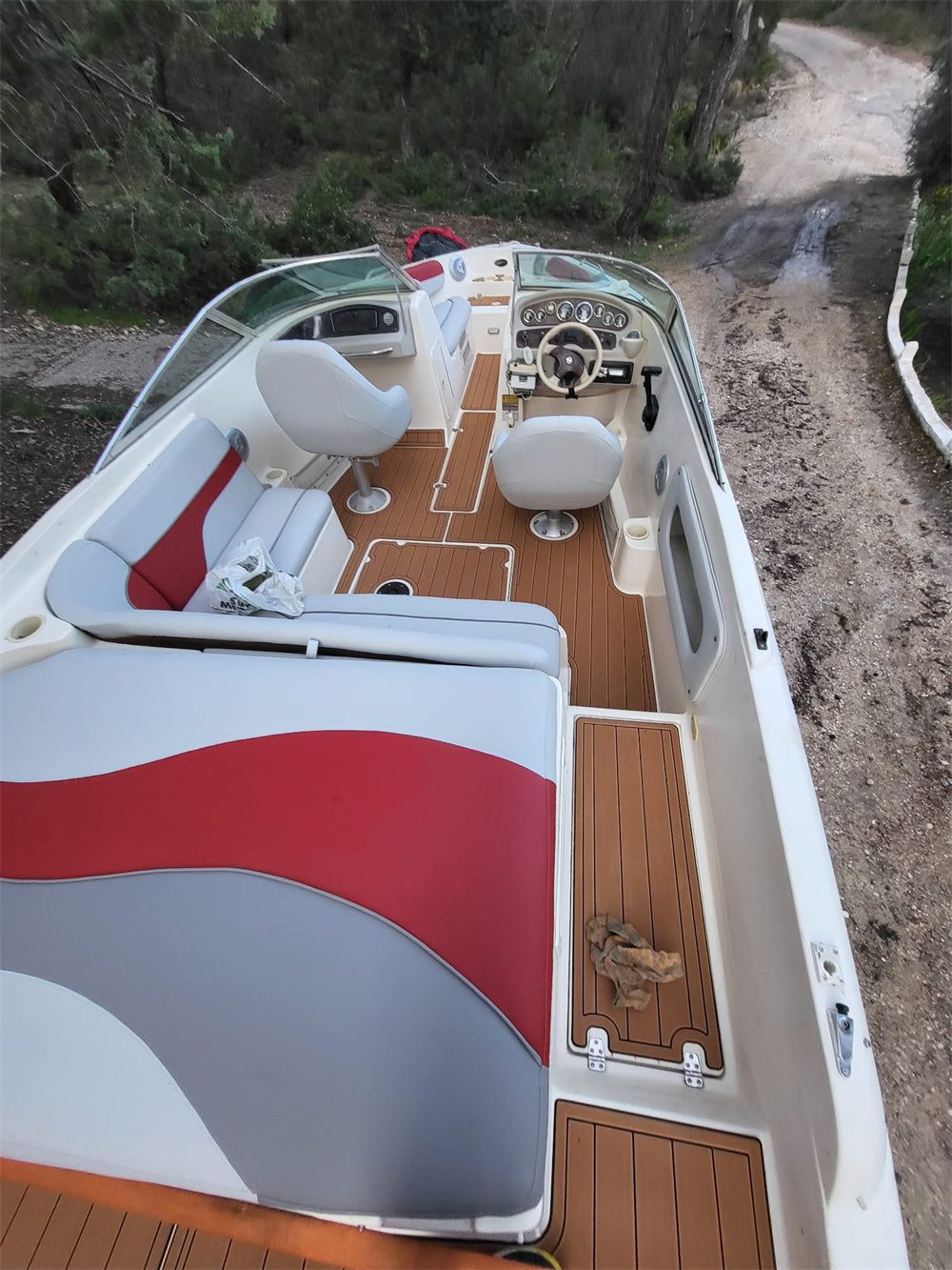 2003 Rinker Captiva 212 Swim Step Cockpit Boat EVA Faux Foam Teak Deck Floor Pad SeaDek MarineMat Gatorstep Style Self Adhesive