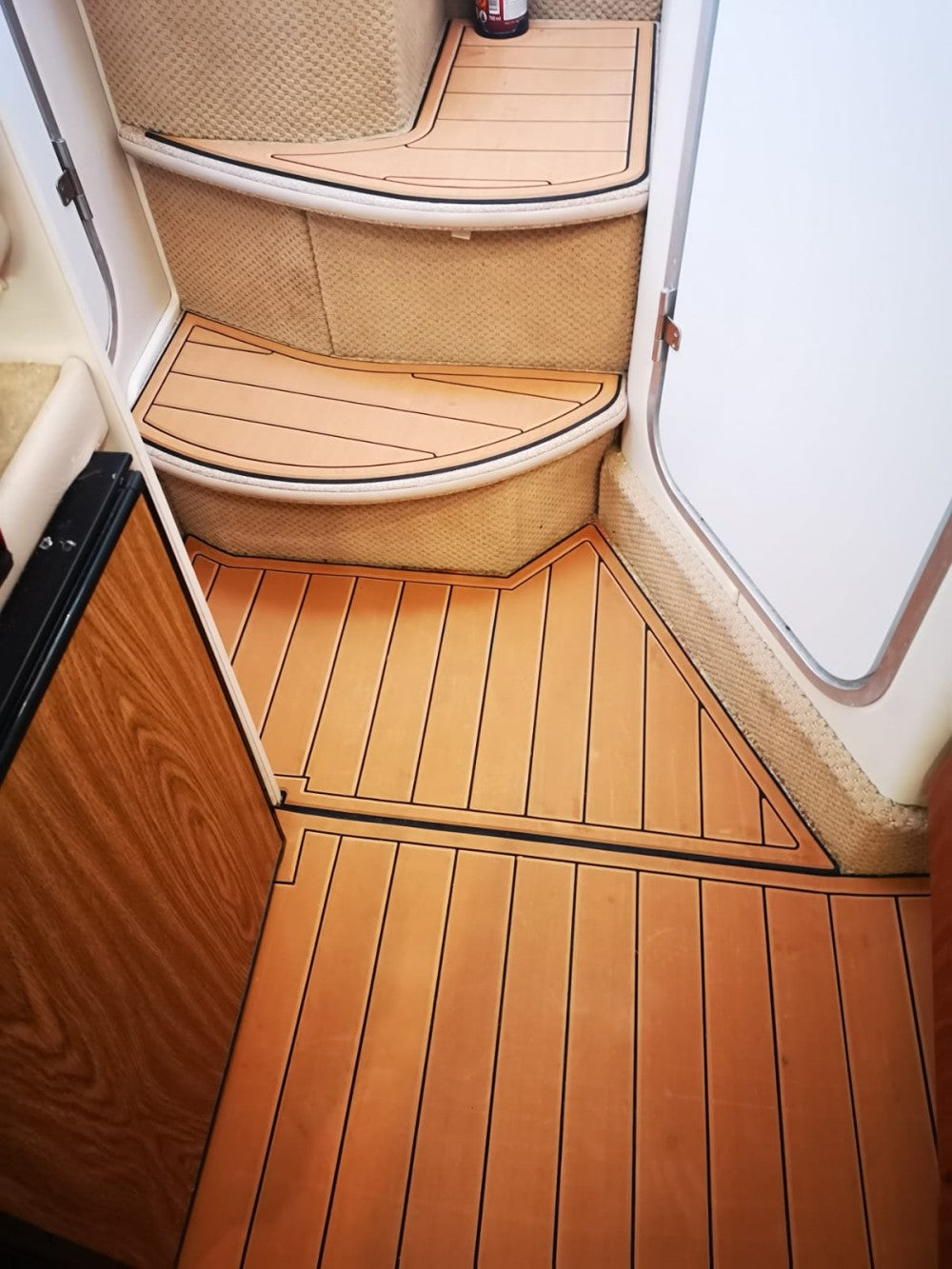 2003 Bayliner 2855 Step Cabin Floor Pad Boat EVA Faux Teak Deck Floor Mat SeaDek MarineMat Gatorstep Style Self Adhesive