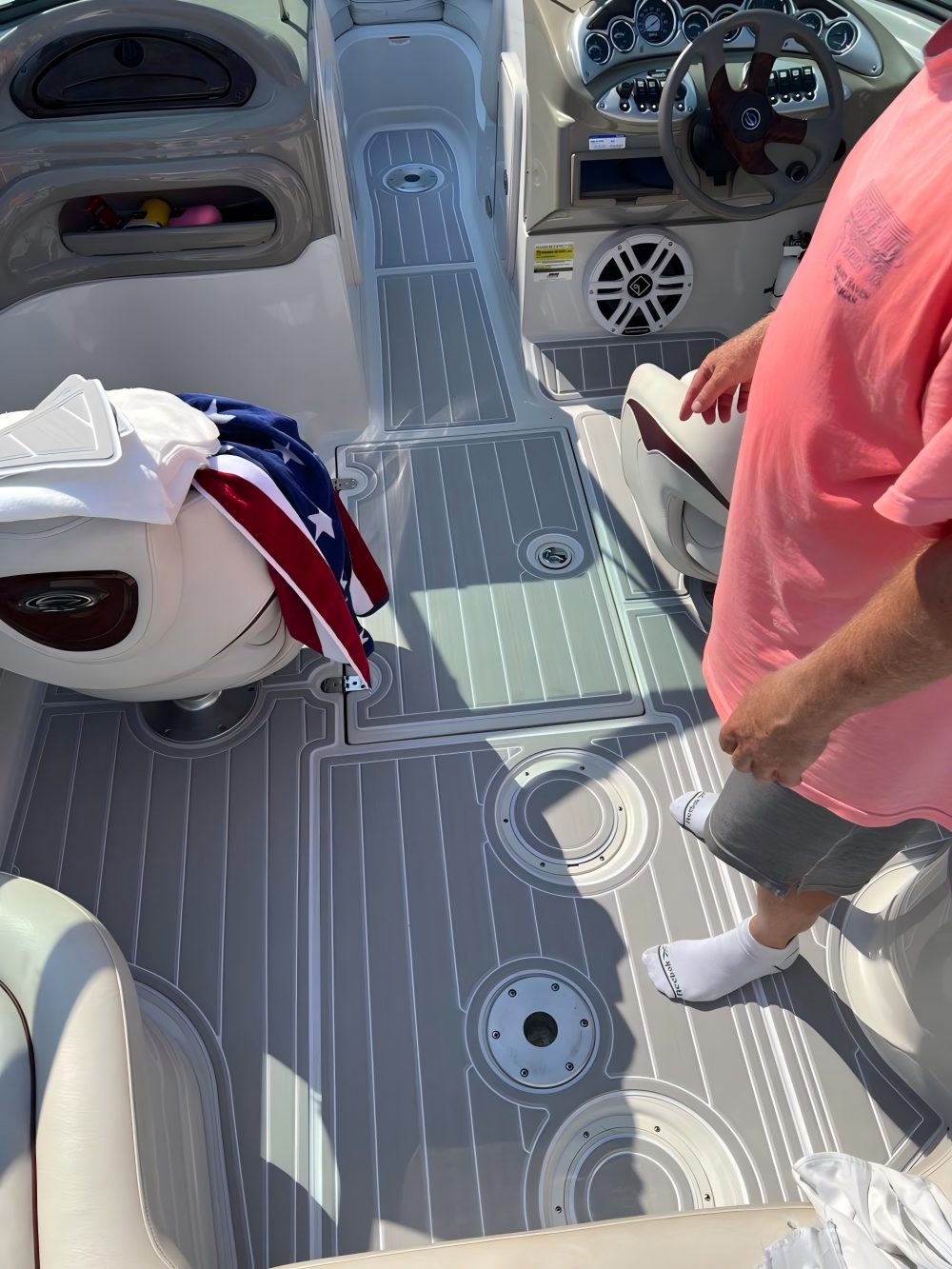 2007 Crownline 230 LS Swim Platform Cockpit Boat EVA Faux Teak Deck Floor Pad Mat SeaDek MarineMat Gatorstep Style Self Adhesive