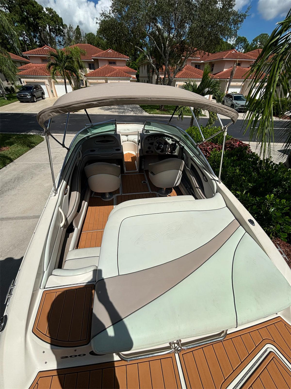 2003-2006 Sea Ray 200 Bowrider Swim Platform Cockpit Pad Boat EVA Foam Faux Teak Deck Floor Mat SeaDek MarineMat Gatorstep Style