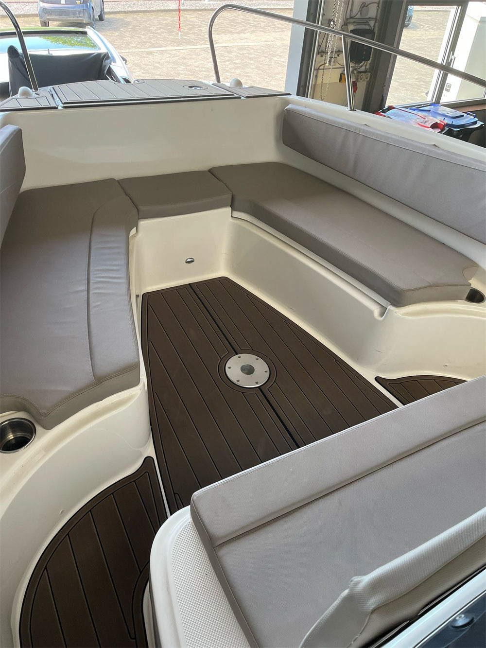 2022 Quicksilver Activ 755 Open Swim Platform Cockpit Boat EVA Foam Faux Teak Deck Floor Mat Seadek MarineMat Style Self Adhesive