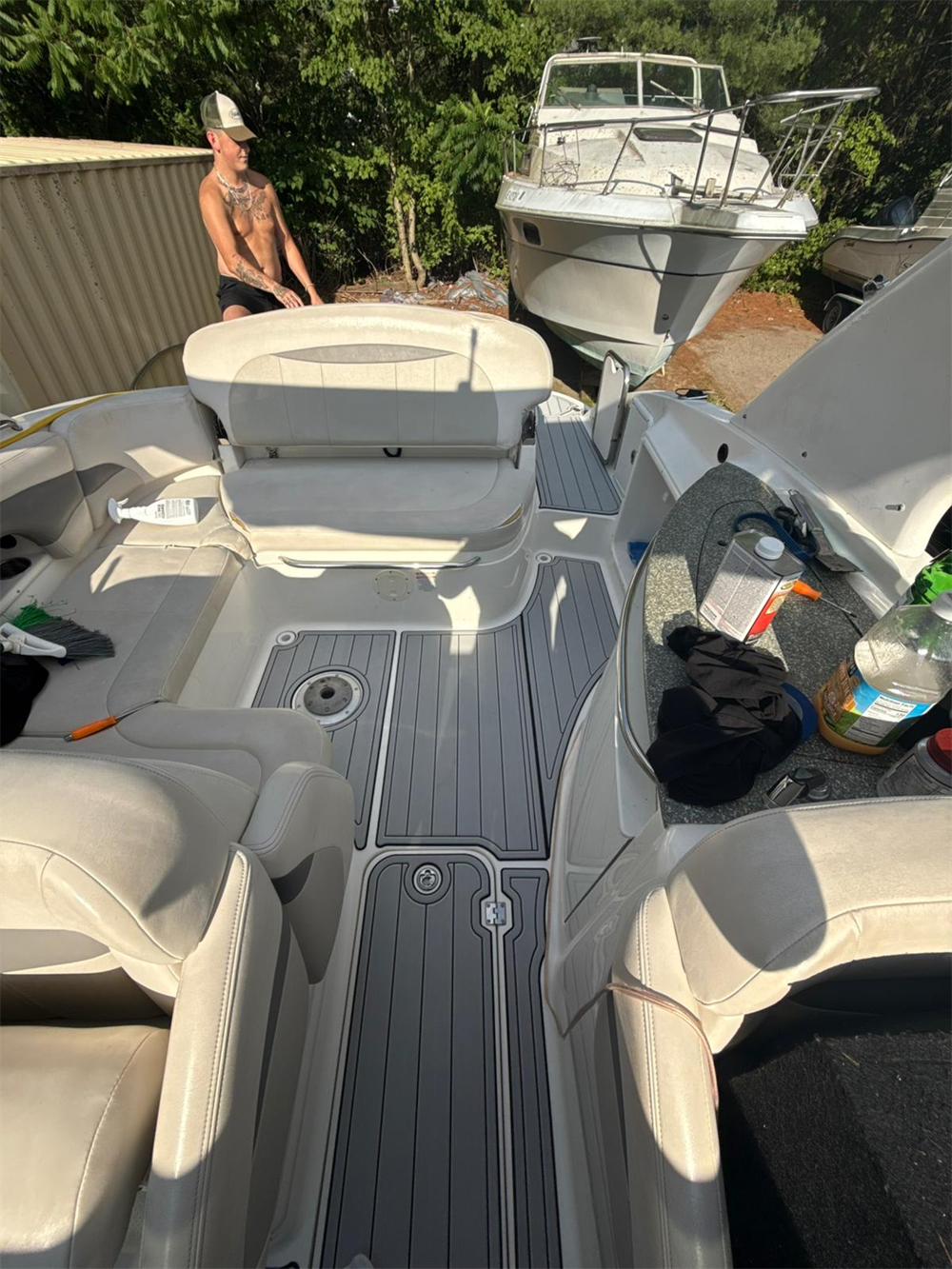 2007 Chaparral 275 SSI Swim Platform Cockpit Pad Boat EVA Foam Faux Teak Deck Floor Mat SeaDek MarineMat Gatorstep Style Self Adhesive