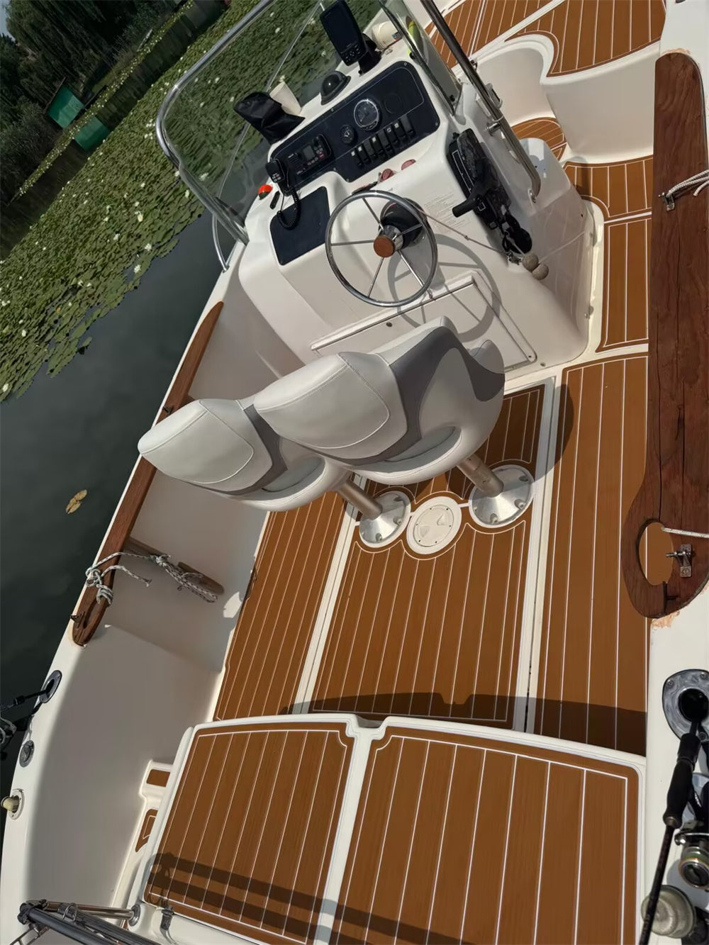 2001 Sessa Key Largo 21 Swim Platform Cockpit Boat EVA Foam Faux Teak Deck Floor Mat Seadek MarineMat Style Self Adhesive