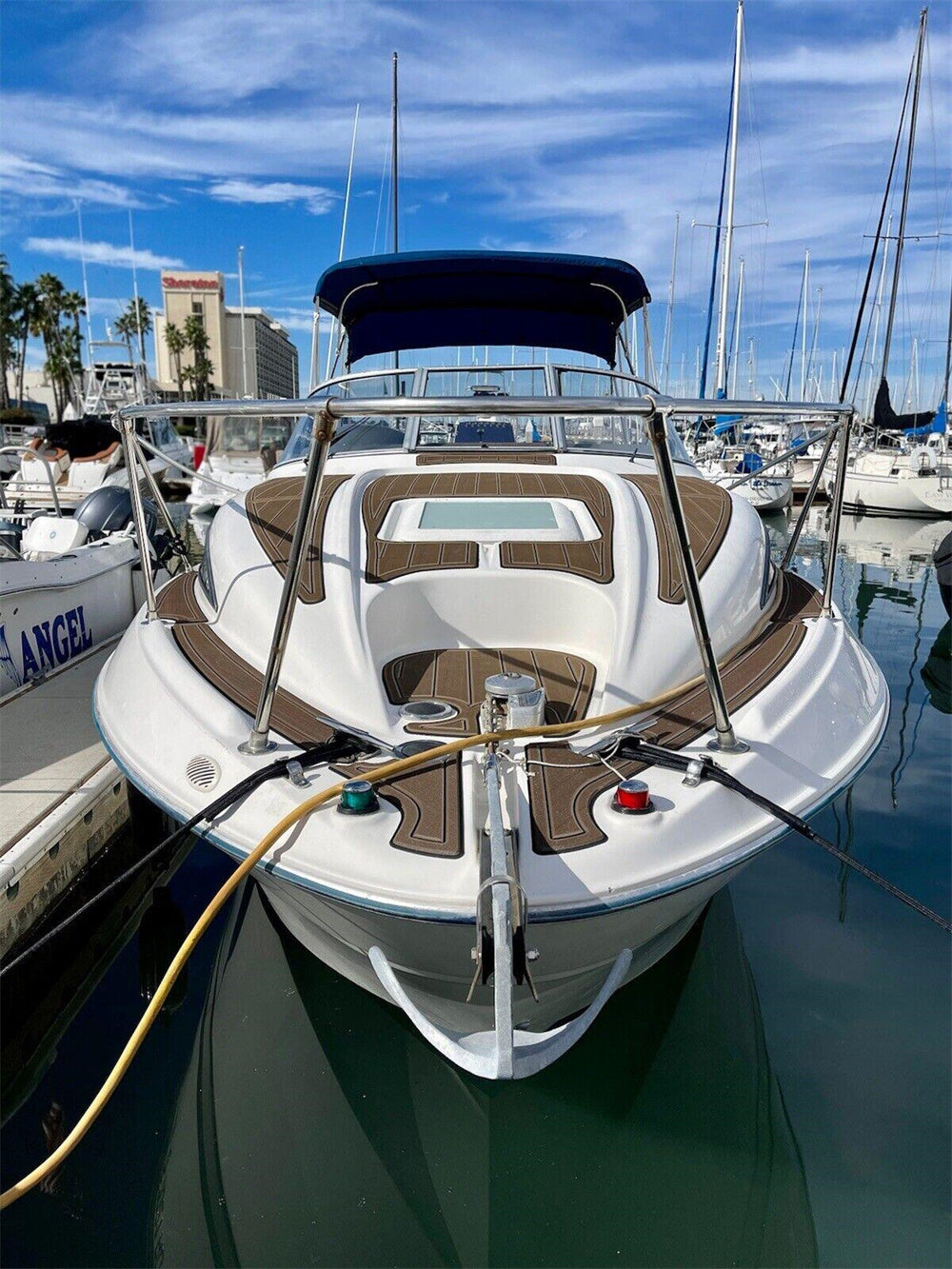 2003 Bayliner 245 SB Foredeck Bow Pad Boat EVA Foam Faux Teak Deck Floor Mat SeaDek MarineMat Style Self Adhesive