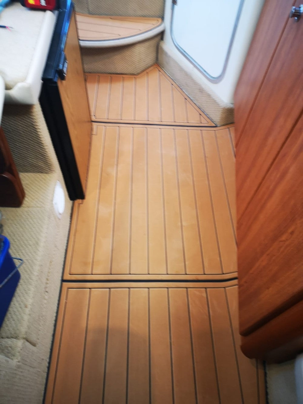 2003 Bayliner 2855 Step Cabin Floor Pad Boat EVA Faux Teak Deck Floor Mat SeaDek MarineMat Gatorstep Style Self Adhesive